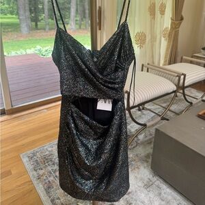 Zara Glittering Black Dress with Strappy Detail